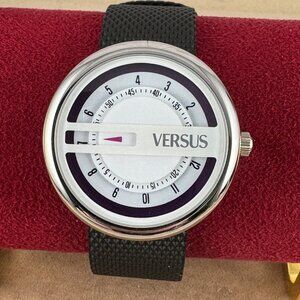 VERSUS of VERSACE Designer Purple on White 3D Dial Black Strap